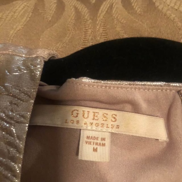 GUESS-Elegant GoldTextured Dress - Picture 2 of 5